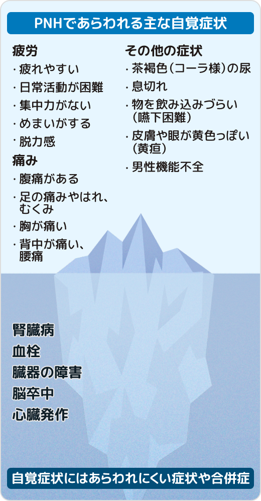PNHであらわれる主な自覚症状